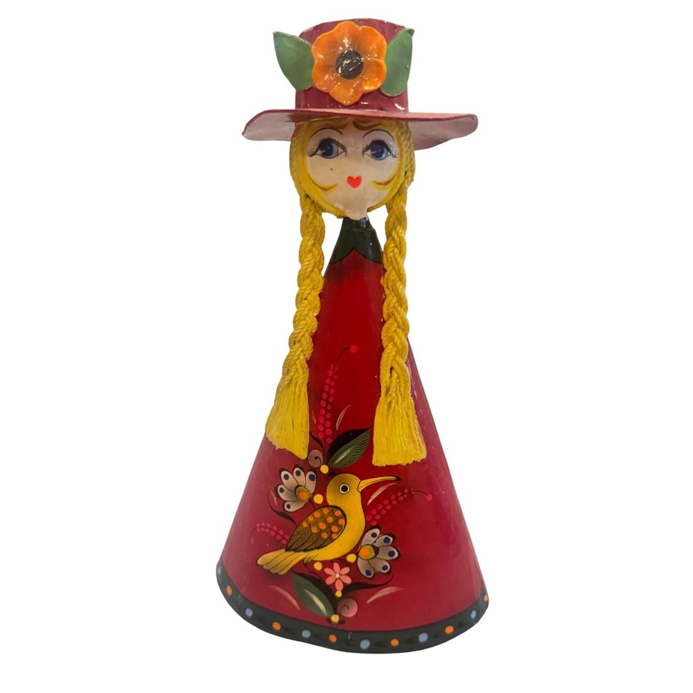 Vintage Tonala  Mexican Folk Art  Girl Figurine Hand Painted Signed 10.5"